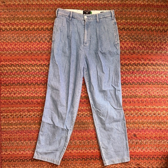 DOCKERS DENIM HIGH TAPERED PLEATED CHINO KHAKI PANTS BUSINESS CASUAL - Picture 1 of 6